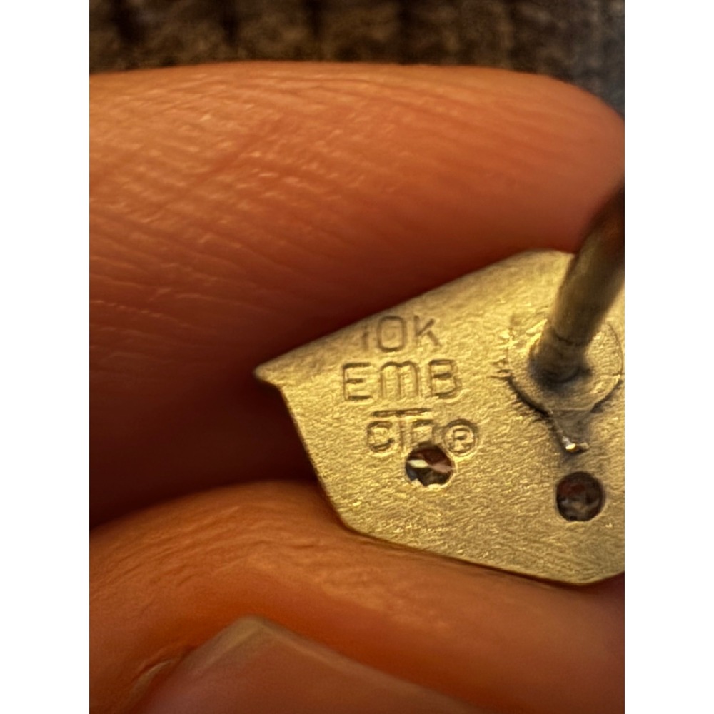 Vintage Dow Chemical Employee Service Award Tie Tack Pin 3 Diamonds 10K Gold - Picture 3 of 3